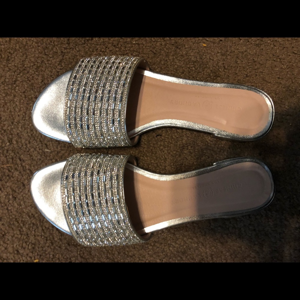 Silver embellished slides